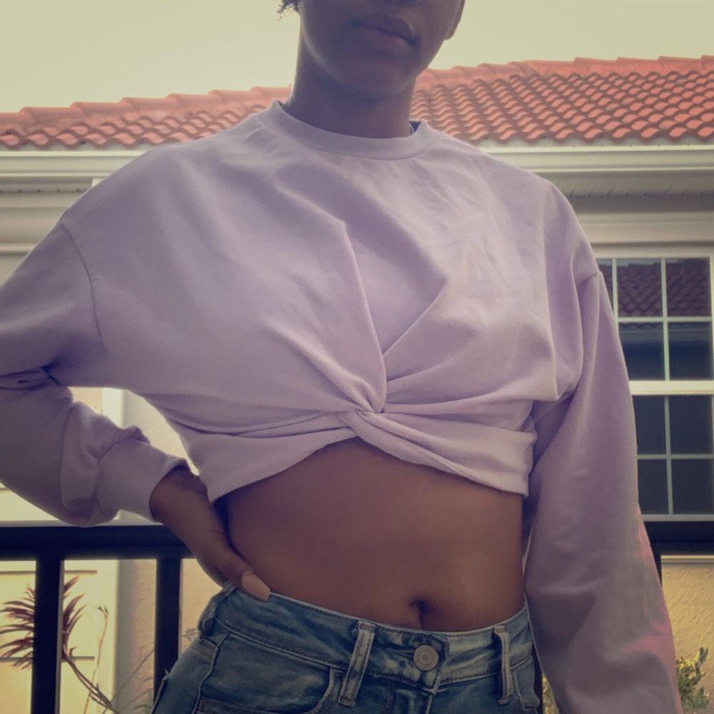 Fashion nova lavender long sleeve crop top